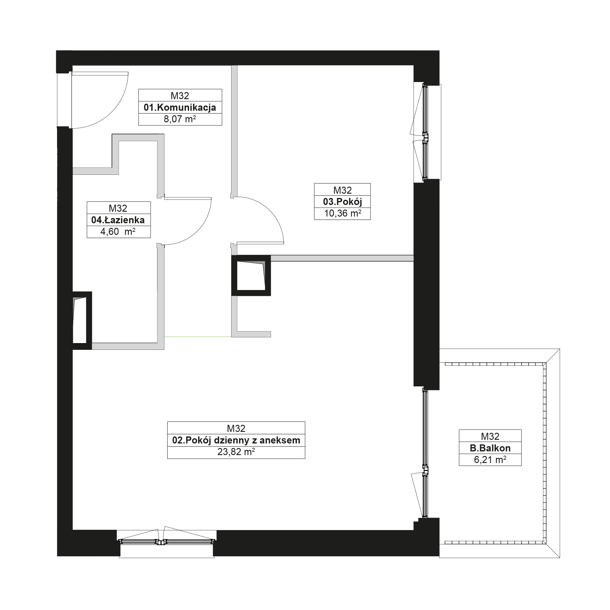 No To Naramowice Poznań mieszkanie deweloperskie na 1 piętrze z 2 pokojami