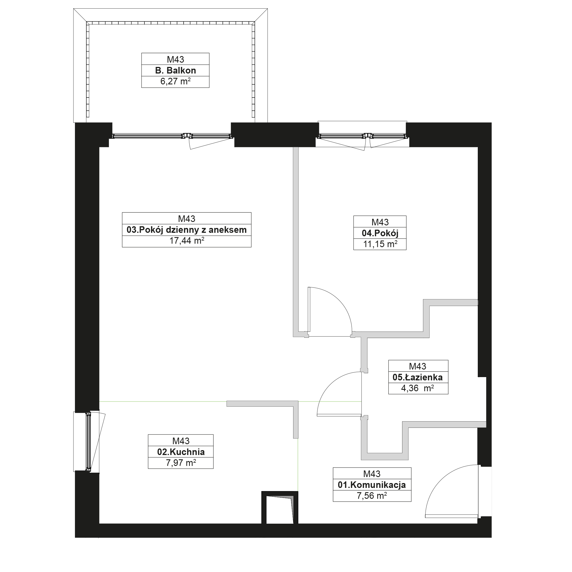 No To Naramowice Poznań mieszkanie deweloperskie na 1 piętrze z 2 pokojami