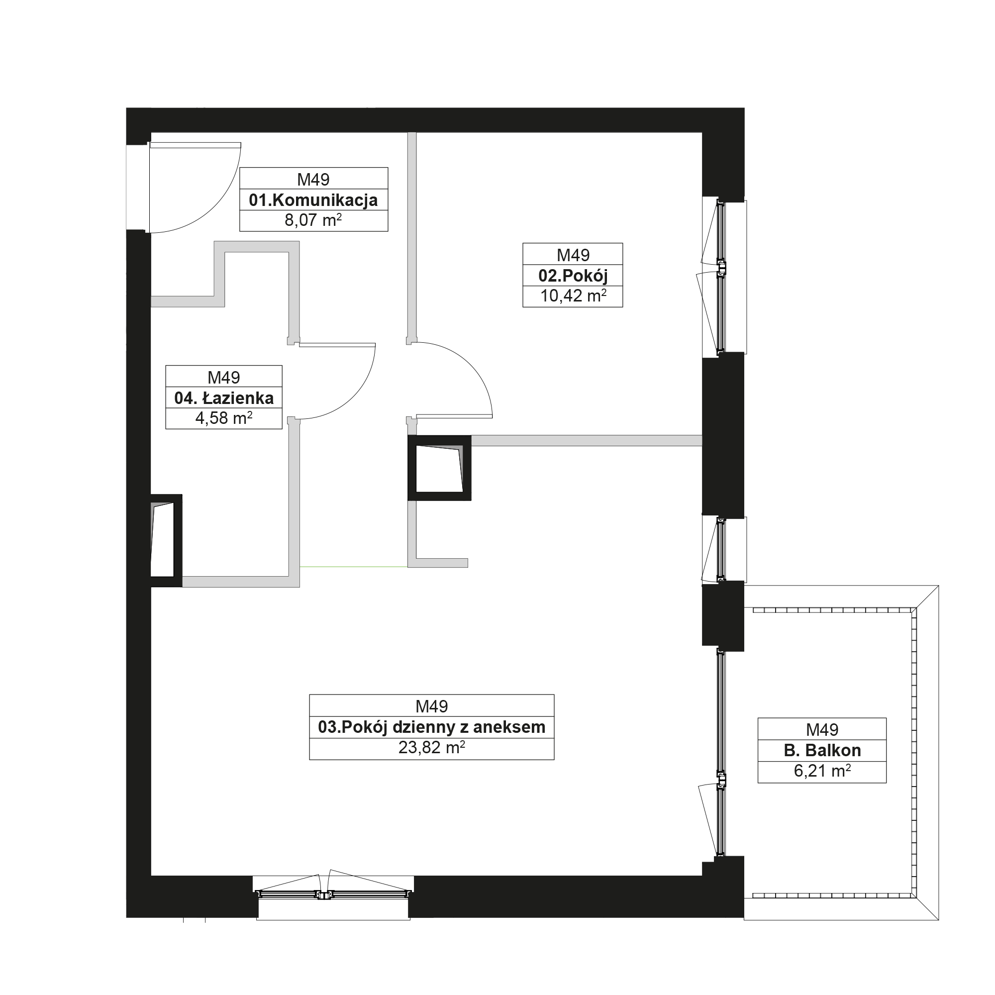 No To Naramowice Poznań mieszkanie deweloperskie na 2 piętrze z 2 pokojami
