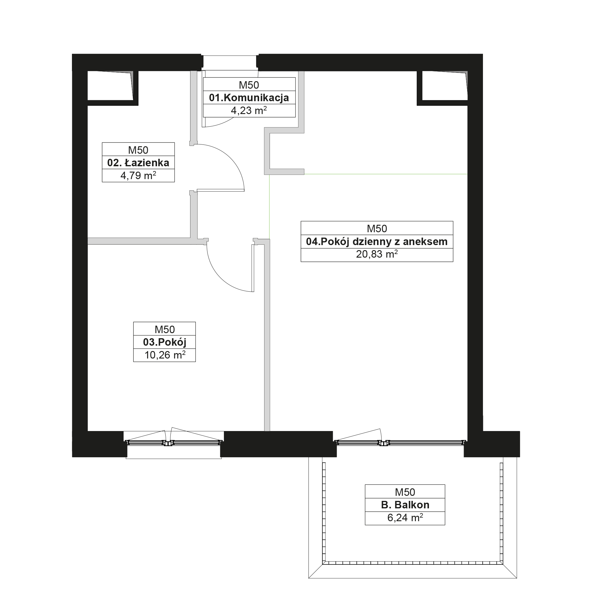No To Naramowice Poznań mieszkanie deweloperskie na 2 piętrze z 2 pokojami