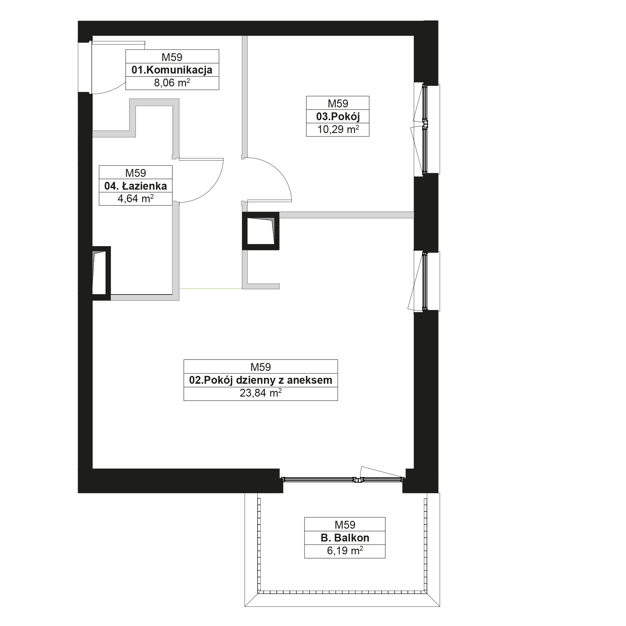 No To Naramowice Poznań mieszkanie deweloperskie na 2 piętrze z 2 pokojami